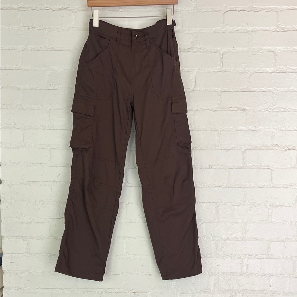 Prana Dark Brown High Waist Women’s Cargo Pants Utility Pockets Size 4/31